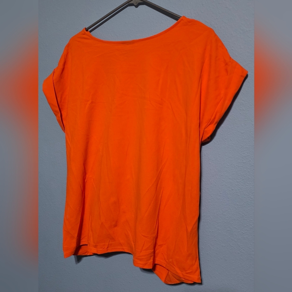 Worthington XXL NWOT Orange Women's Short Sleeve Scoop Neck Top Y2K 90's - Picture 2 of 2
